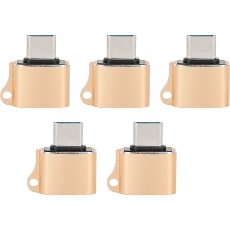 5 Pièces Adaptateur OTG Type-C Mâle vers USB 2.0, Convertisseur de Données Portable pour Accessoires Informatiques, Doré (1/5)