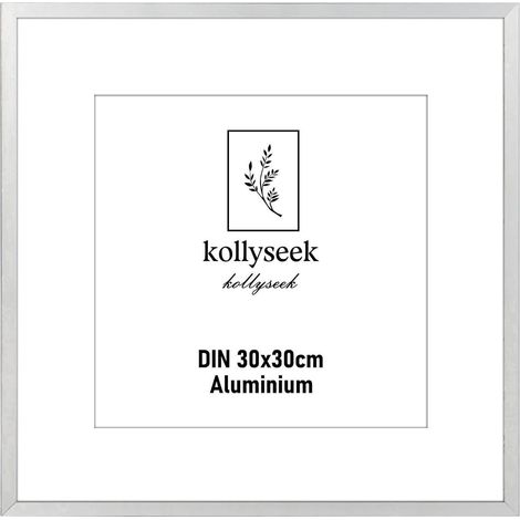 Bilderrahmen Aluminium 30x30cm Silber Acrylglas modern Passepartout Picture (1/5)