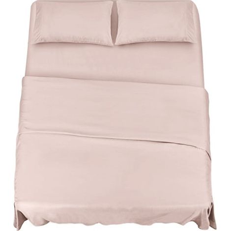 KLULK Set Lenzuola Completo Letto Matrimoniale Rosa, Lenzuolo Sotto Con Angoli + Lenzuolo Sopra + 2 Federe (1/5)