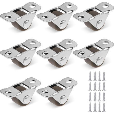 Juego de 8 ruedas pequeñas de goma de 1,2 cm para muebles con placa de acero, mini ruedas, placa metálica fija, ruedas de goma de perfil bajo para pequeños electrodomésticos, muebles y proyectos (1/5)
