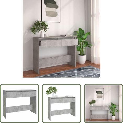 vidaXL Table console gris béton 100x35x76,5 cm bois d'ingénierie (1/5)