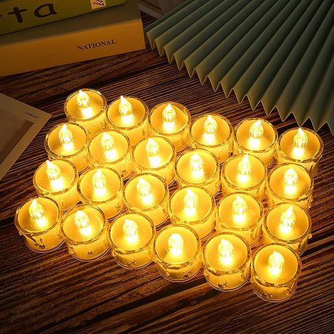Candele tealight a LED, candele tealight a LED con fiamma realistica, confezione da 36 candele tealight senza fiamma a batteria, candele finte elettriche per celebrazioni stagionali [Classe energetica (1/5)