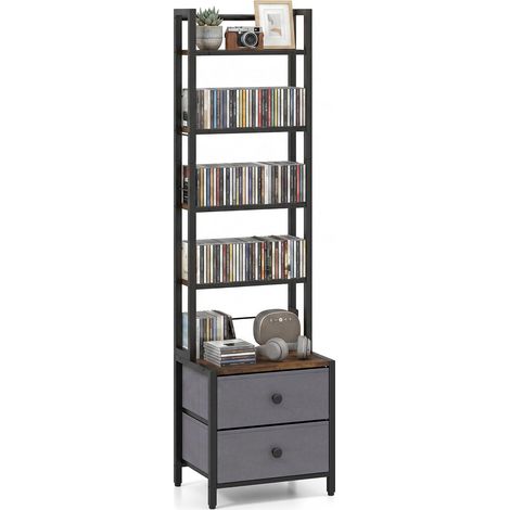 COSTWAY Scaffale per CD a 5 Ripiani con 2 Cassetti Pieghevoli in Tessuto (1/5)