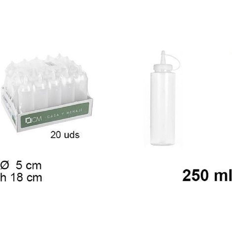 TrAdE Shop Traesio - Set 20pz Bottiglie Dosatore Plastica Beccuccio Per Salse Condimenti 250ml 102771 -