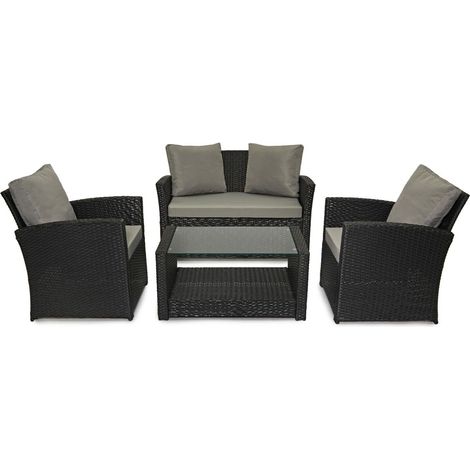 Evre Rattan Garden Furniture Weave Wicker Sofa Set Conservatory Set Black Roma (1/5)