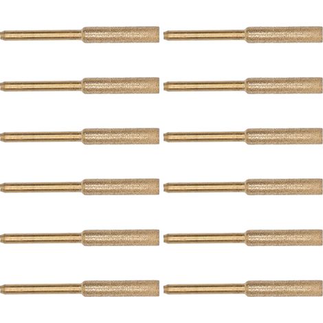 Lot de 12 meules à aiguiser chaîne scie à chaîne, tige 3mm tête 4.8mm, pierre à meuler émeri résistante à l'usure (1/5)