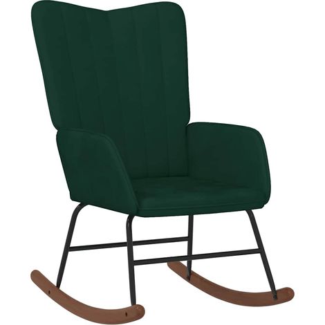 Maison Exclusive - Sedia a Dondolo Verde Scuro in Velluto (1/5)