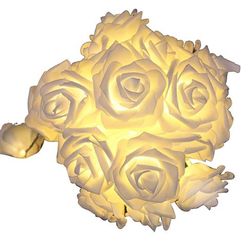 Guirlande lumineuse LED rose fleurie, 20 lampes de 3m, fausses roses lumineuses pour décoration mariage maison fête (1/5)