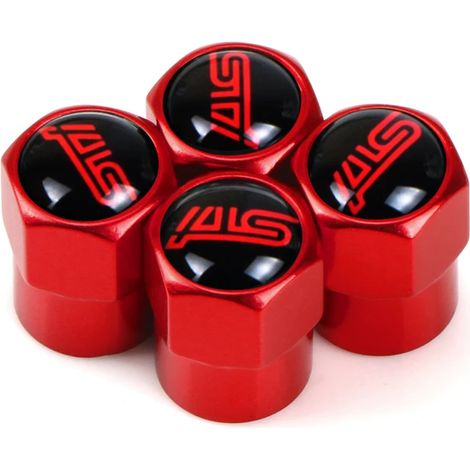 (Lot de 4 rouges) 4 bouchons de valve de pneu compatibles avec STI Impreza et Ester Tribeca XV. Accessoires auto. (1/5)