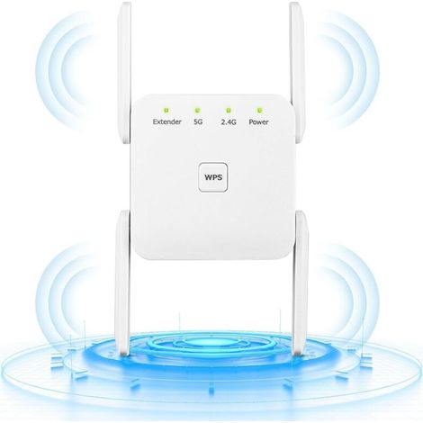 AC1200 WiFi Repeater - WiFi Amplifier with Ethernet Port, WPS Button, Easy Setup, Compatible with Internet Boxes (1/5)