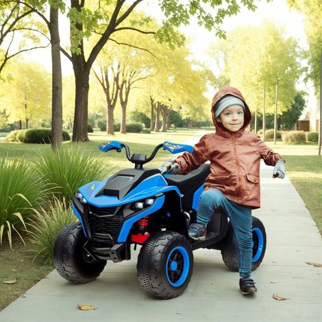 Quad enfant électrique bleu 3-8 ans - 3-6 km/h, phares LED, musique intégrée, port USB (1/5)