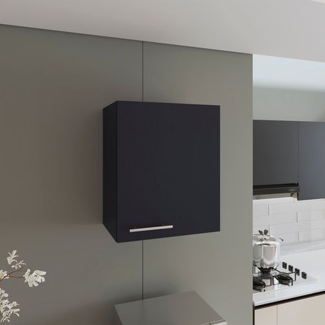 Armoire Manchester en mélaminé avec 2 étagères et 1 porte, noir , 60 cm X 50 cm X 33.5 cm (1/5)