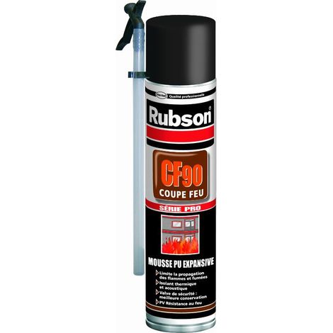 Rubson – Mousse polyuréthane expansive coupe-feu 600 ml – Isolation conduites et remplissage joints – Pour chantiers humides et espaces confinés