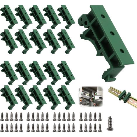 Adaptateur Rail DIN 10 Paires – Support Rail C45 35mm avec Vis – Support Carte Électronique PCB en Plastique PA66 Robuste pour Coffret Électrique, Montage Facile et Usage Industriel (1/5)
