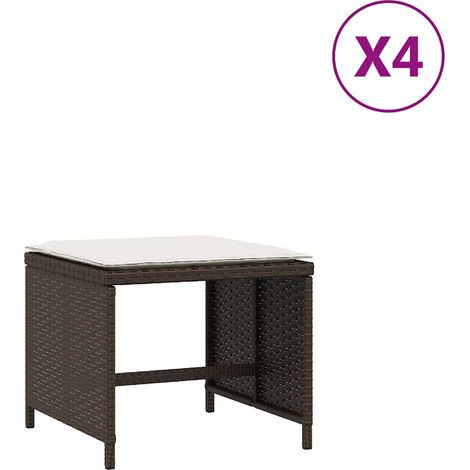 Maison Exclusive - Sgabelli Giardino con Cuscini 4pz Marroni 41x41x36cm Polyrattan