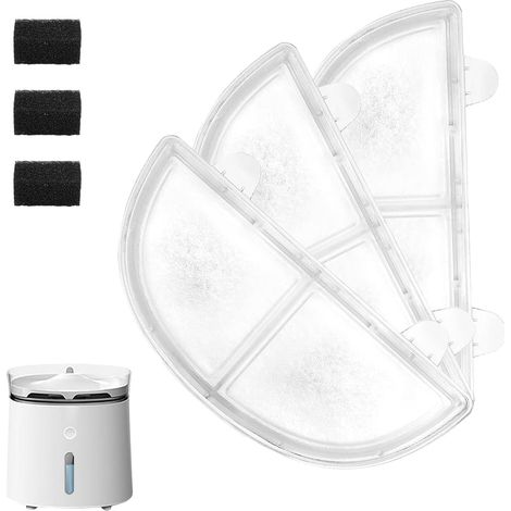 3er-Pack Katzen-Trinkbrunnenfilter, Dreifach-Filtrationssystem, Ersatz für Haustierbrunnenfilter und 3 Katzenfilterschwämme. Katzenwasserfilter für Homerunpet WF20/CF20 Wasserbrunnen mit kabelloser Pu (1/5)