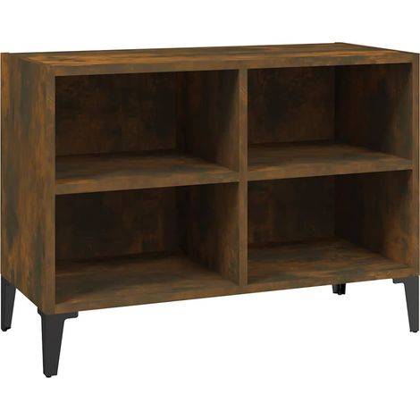 Meuble TV, Étagère TV, Meuble de Salon, avec pieds en métal Chêne fumé 69,5x30x50 cm OIB8435E (1/5)