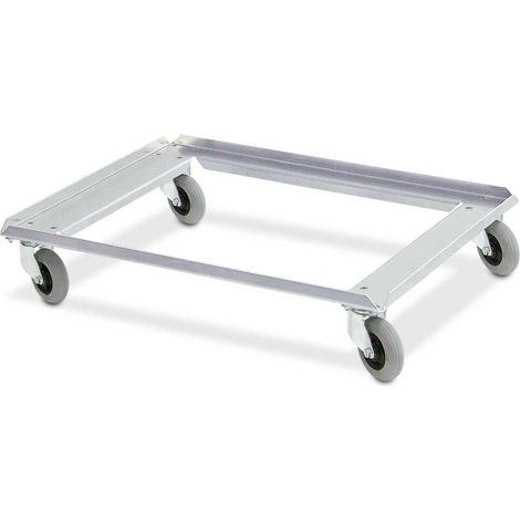 BRB Alu-Rollrahmen für Stapelbehälter 800x600 mm, Deck offen, mit Flüsterrollen, mit Tragkraft 250 kg
