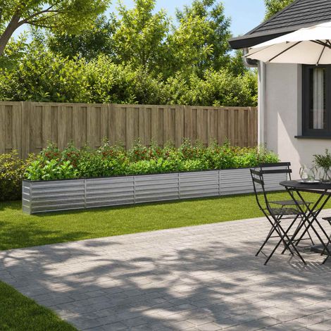 vidaXL Letto rialzato da giardino Argento 600 x 40 x 55 cm