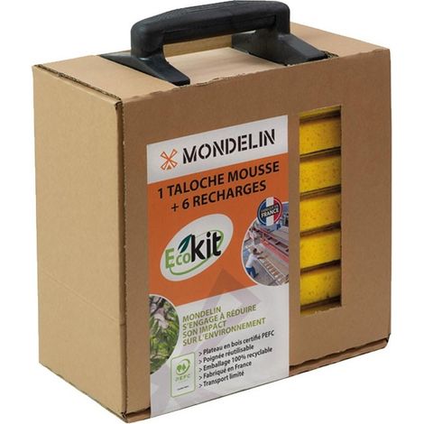 Mondelin – Taloche mousse 14x25cm – Éco-conçu pour bois dur – Plateau en bois certifié PEFC – Fabrication française