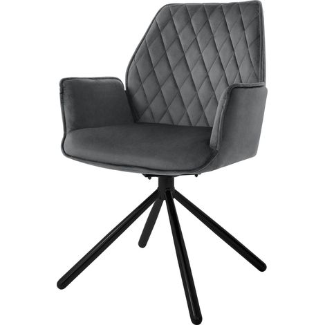 ML-Design Sedia da Sala da Pranzo in Velluto Antracite Poltrona Girevole a 180 ° Imbottita con Gambe in Metallo Sedia da Soggiorno con Braccioli e Schienale Poltroncina Ergonomica Sedia da Cucina (1/5)