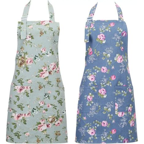 Grembiule da cucina vintage da donna con motivo floreale e ampie tasche, un accessorio pratico per cuoche e giardiniere. - Crezuo