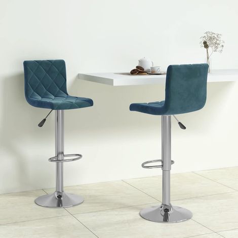 Barhocker 2 Stk. Blau Samt