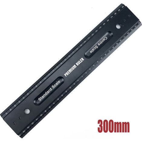 pied de 300 mm Règle en alliage d'aluminium, équerre, règle de mesure multifonctionnelle, règle à tracer, règle double usage droite et échelle (1/5)