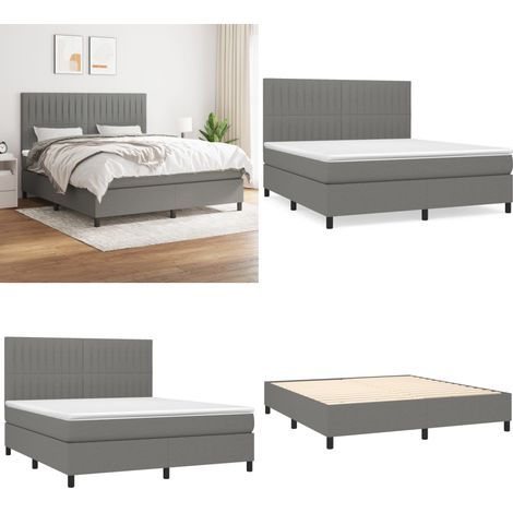 Boxspringbett mit Matratze Dunkelgrau 160x200 cm Stoff - Boxspringbett - Doppelbett - Bettenrahmen - Matratze - Dunkelgrau - Home & Living (1/5)