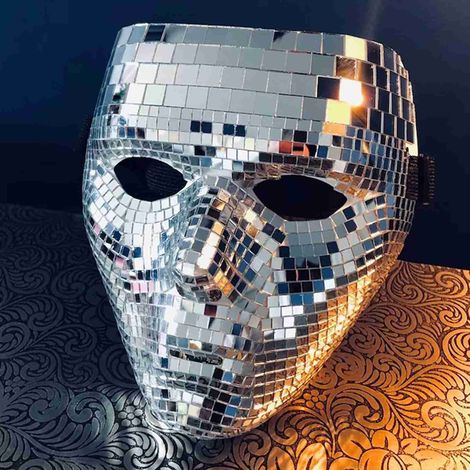 Masque à paillettes boule disco pour festival, bal masqué, DJ, scène, bar, fête, décoration de vacances (1/5)