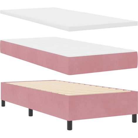 Cama tipo Box Spring con colchón Rosa 90 x 200 cm Terciopelo vidaXL (1/5)