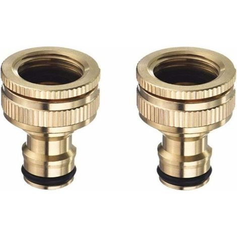 VURAHOME - Laiton 3/4 &39&39 and 1/2 &39&39 BSP 2in1 Nez de Robinet d&39arrosage à Visser débit Tap Connector Threaded Faucet Adapter 2 Pack (1/4)