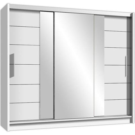 Armario Honolulu 119, Blanco, 215x250x61cm, Puertas de armario: Correderas, Número de estantes: 8