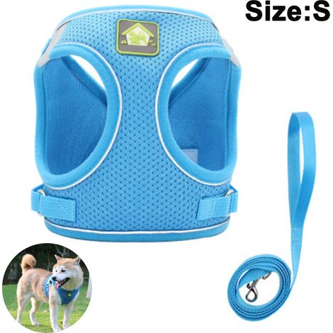 Lot de 2 harnais pour chien, faciles à enfiler, respirants, pour chiots, chats et chiens de petite et moyenne taille. Ces harnais en forme de gilet sont dotés d'une corde de traction réfléchissante et