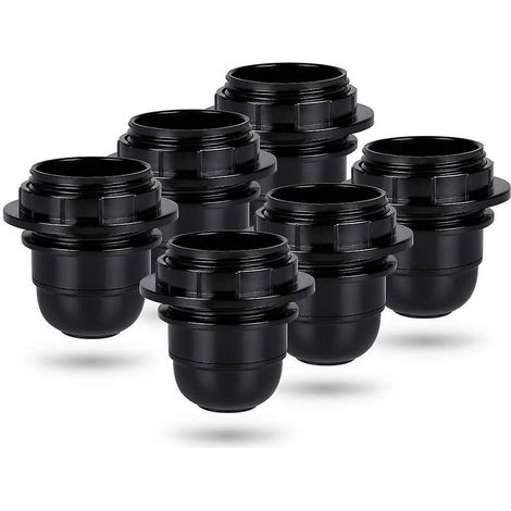 Douille a vis e27 noire - 6x Douille lampe e27 anneau en plastique - Douille ampoule e27 - Support douille ampoule e27 pour plafond et lampe suspendue - e27 douille ampoule