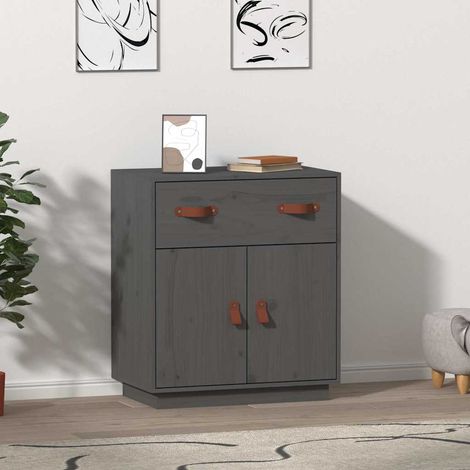 Buffet - Armoire de rangement Enfilade Gris 65,5x40x75 cm Bois massif de pin BV787430 - BonneVie (1/5)