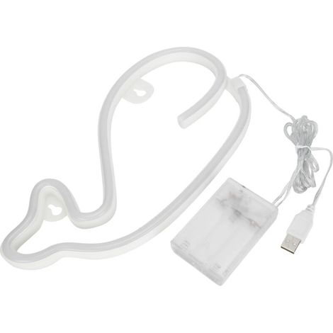 Enseigne Néon Baleine Alimentée par USB et Piles, Lumière LED pour Décoration Maison et Fête (1/5)
