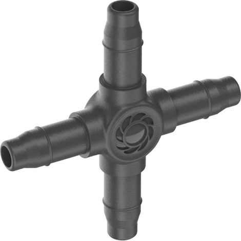 GARDENA Micro-Drip-System Kreuzstück 4,6 mm (3/16 Zoll): Zubehör zur Abzweigung von Verteiler- und Tropfrohren, knickfreie Installation, mit Easy & Flexible Verbindungstechnik (13214-20) (1/4)