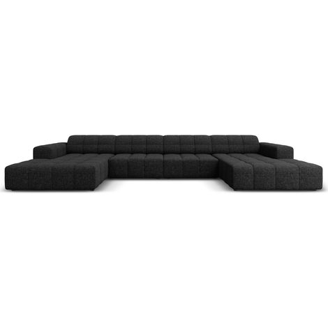 Canapé panoramique 6 places en chenille noir (1/5)