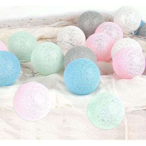 macaron 20er 3m Boule De Lumire Led Couleur Boule De Coton Guirlande Lumineuse Dcoration De Nol Dcoration De La Maison Fille Princesse Chambre D'e (1/5)
