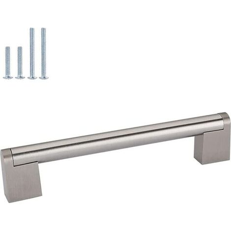 10 Stück Möbelgriffe Edelstahl Schrankgriffe Moderne Schubladengriffe Möbeltürgriff mit Schrauben Silber - 128mm