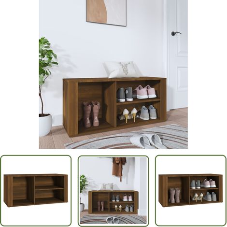 The Living Store Schuhregal Braun Eichen-Optik 100x35x45 cm Holzwerkstoff - Schuhschrank - Schuhregal - Holzwerkstoff - Eiche Optik - Flurmöbel (1/5)