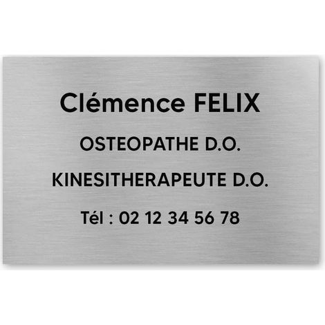 Plaque professionnelle personnalisée en PVC pour ostéopathe, kiné - Gravure sur 1 à 5 lignes - Format 30 x 20 cm (1/3)