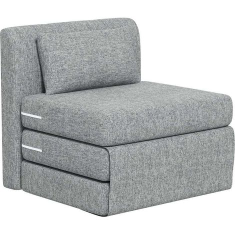 Fauteuil pliant 3 en 1 convertible avec coussin, canapé matelas dépliant pour invités, salon ou bureau, couleur grise (1/5)