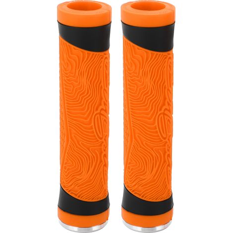 Poignées Silicone VTT Guidon Plat Bouchons Embouts Poignée Vélo Orange (1/5)
