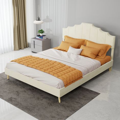 letto matrimoniale struttura letto beige 140x200 OKMYHOME