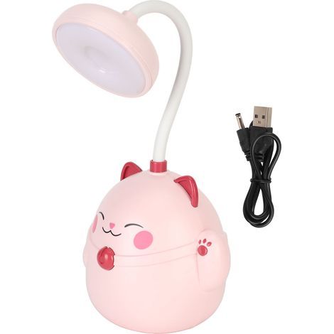 Niedliche, tragbare Schreibtischlampe, faltbar, sanftes Licht, USB-aufladbare LED, Leselampe mit Blaulichtfilter, rosa (1/5)