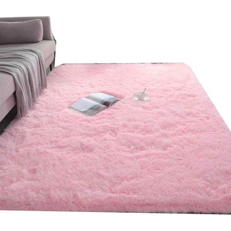 Schlafzimmerteppich 120x160cm Wohnzimmerteppich, zottelig, rosa, weicher Plüschteppich (1/5)