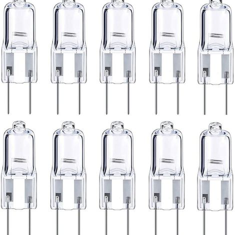 Kaelt - Lot de 10 Ampoules Halogène G6.35 12V 50W, Blanc Chaud 2700K, Quartz Clair pour Lustre en Cristal et Spot (1/5)