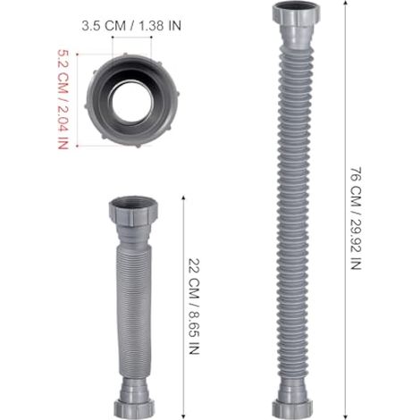 Tuyau d'évier flexible, connecteur de tuyau d'évacuation extensible, tuyau de vidange universel, tuyau de vidange d'évier à double tête, raccord d'extension pour cuisine et baignoire (1/5)